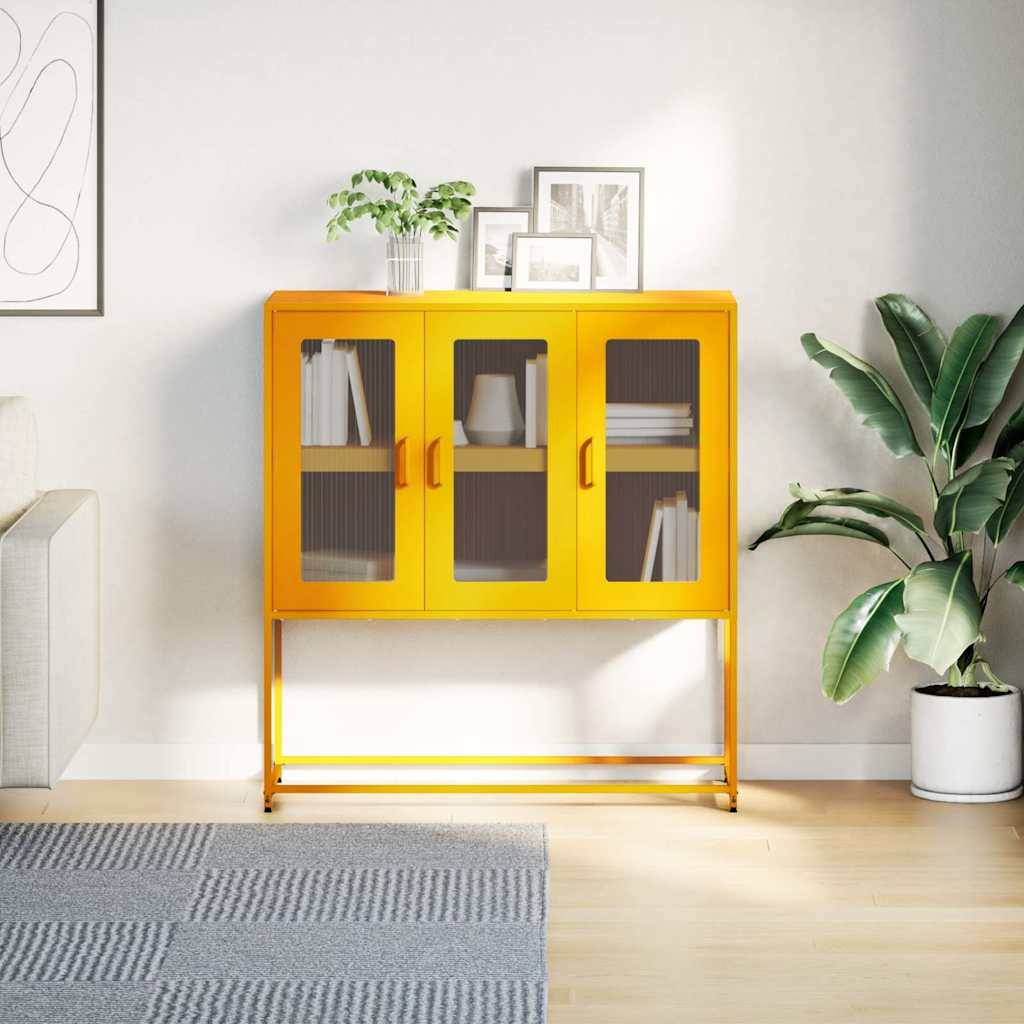 vidaXL Sideboard Senfgelb 100,5x39x107 cm Kaltgewalzter Stahl