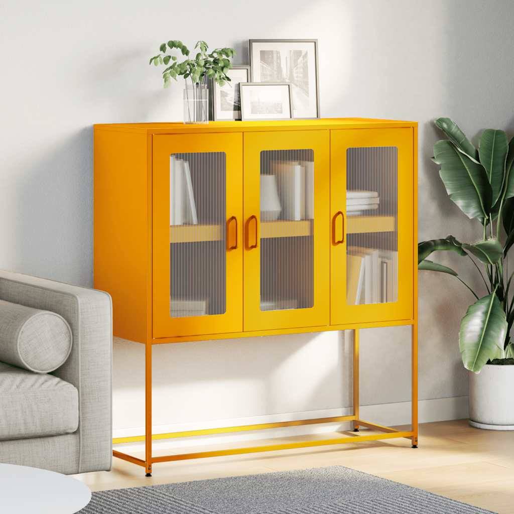 vidaXL Sideboard Senfgelb 100,5x39x107 cm Kaltgewalzter Stahl