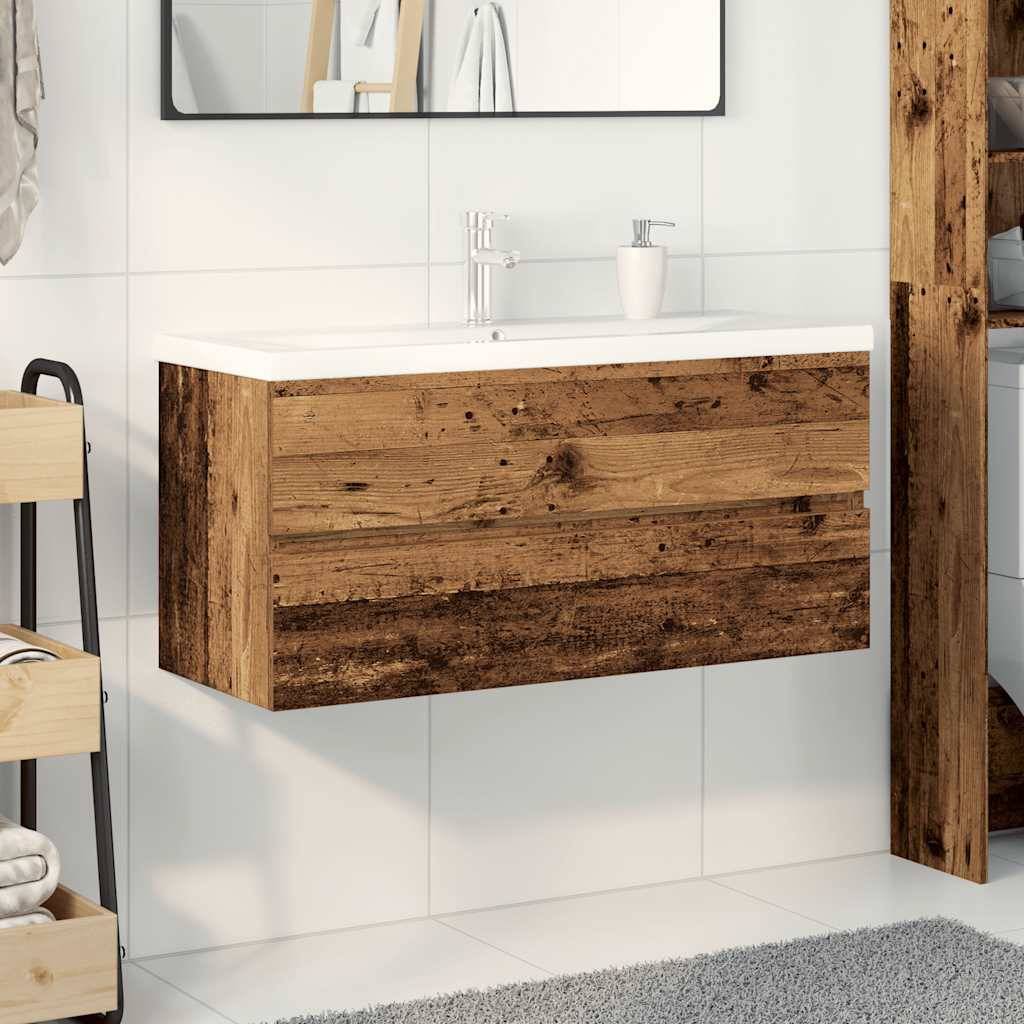 vidaXL Waschbeckenunterschrank mit Einbaubecken und Wasserhahn