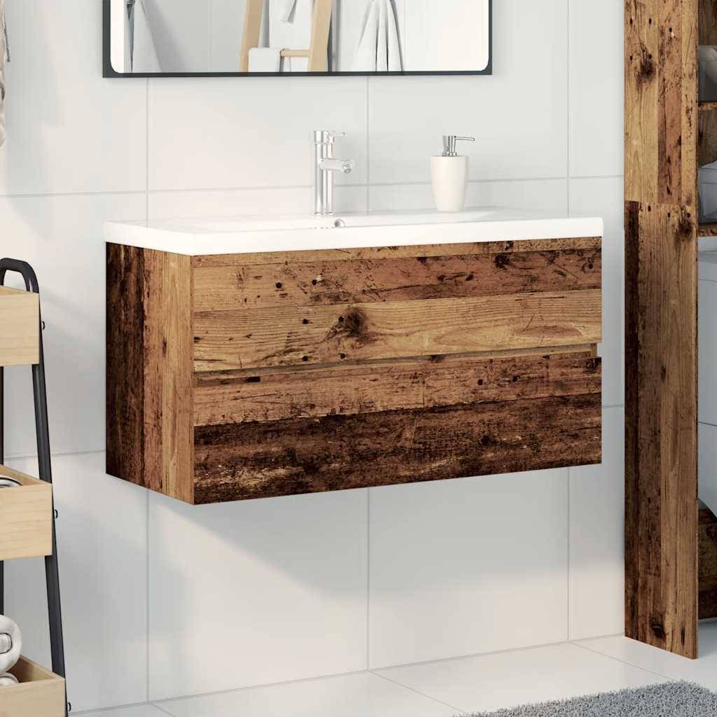 vidaXL Waschbeckenunterschrank mit Einbaubecken und Wasserhahn