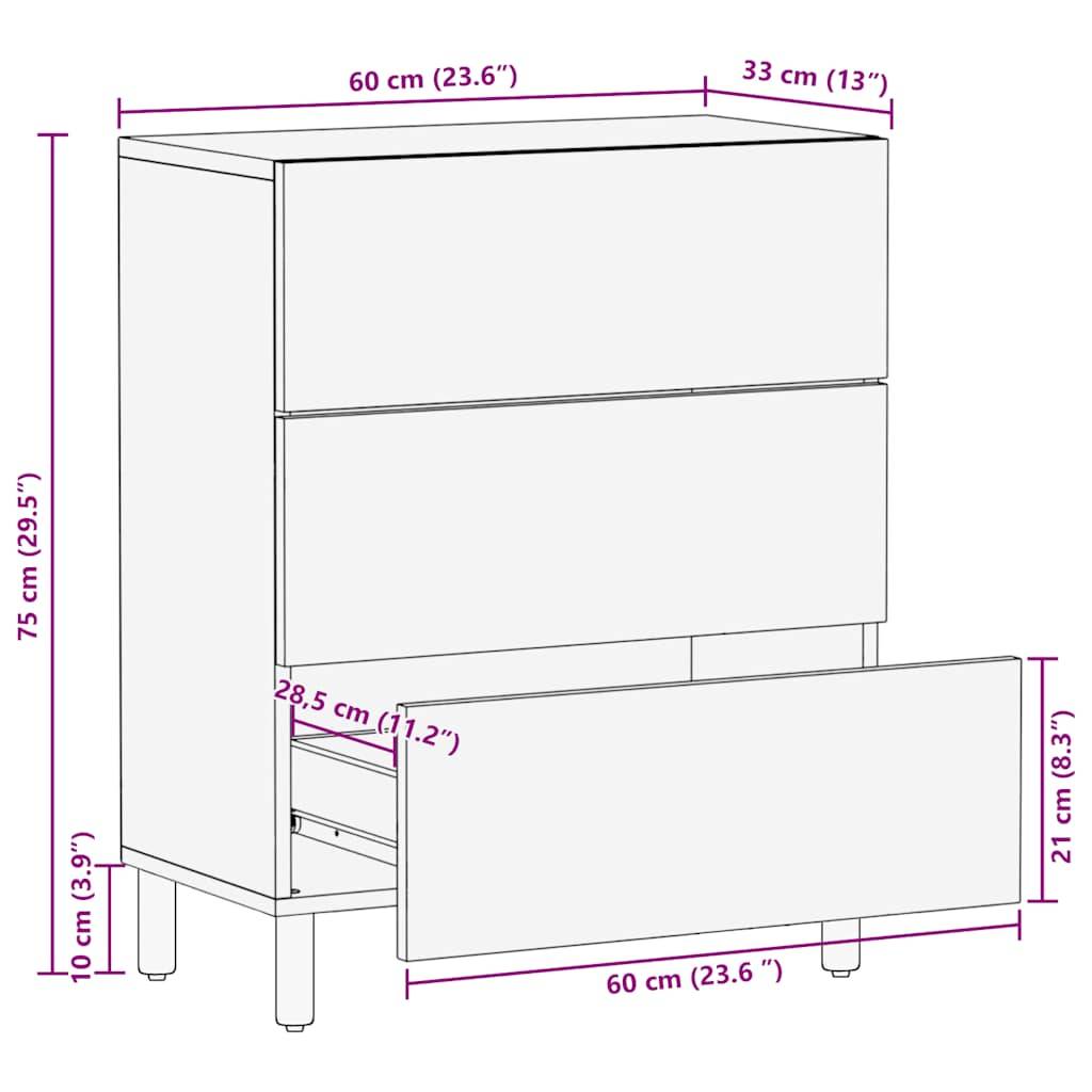 vidaXL Sideboard Braun 60x33x75 cm Massivholz Mango