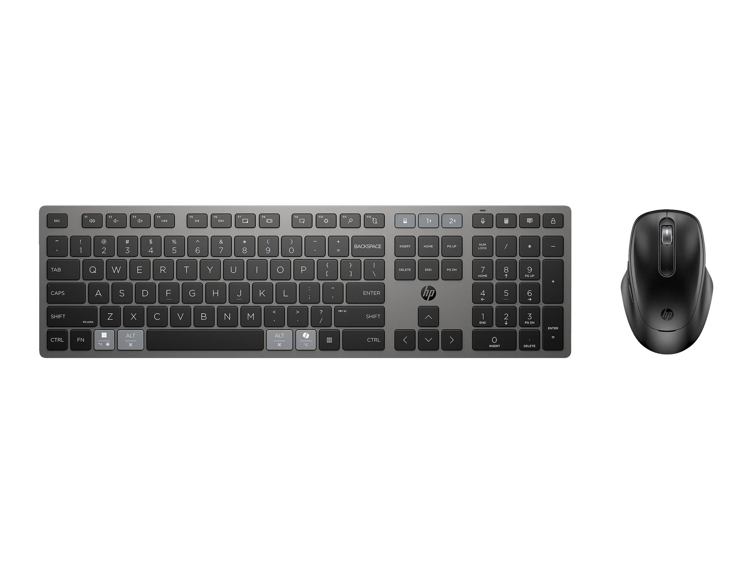 HP 720 - Tastatur-und-Maus-Set - Multigerät, wiederaufladbar, betrieben durch SuperCapacitor, programmierbare Tasten