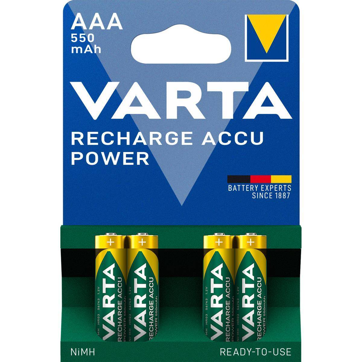 Varta Akku RECHARGE Power AAA HR03 550mAh 4St. Multimedia-Technik Akkus