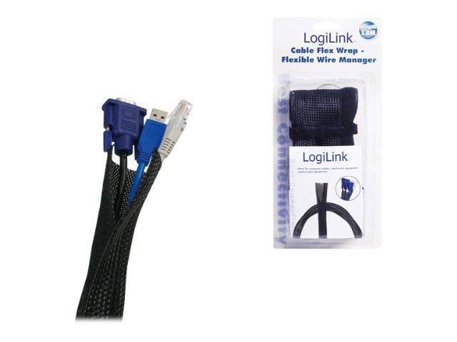 Logilink Kabelschlauch flexibel 1,8m schwarz Multimedia-Technik Geflechtkabelschutzschlauch