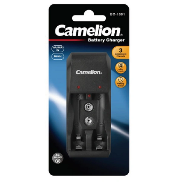 Camelion Stecker-Ladegerät BC-1091 für 1-2 AA oder 1-2 AAA oder 1x 9V Block Ni-MH Akkus Camelion Stecker-Ladegerät BC-1091 für 1-2 AA oder 1-2 AAA oder 1x 9V Block Ni-MH Akkus