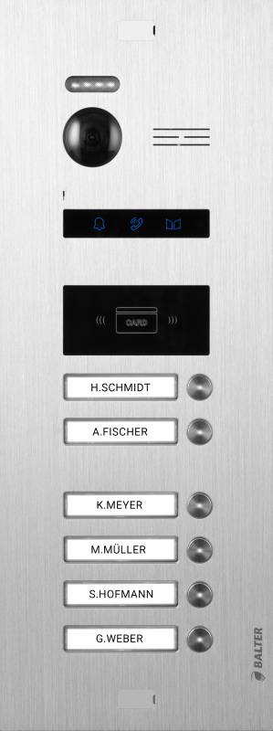 BALTER EVO-MINI Video Türsprechanlage 2-Draht Komplett-Set 6-Familie mit RFID-Funktion Silber - Weiß
