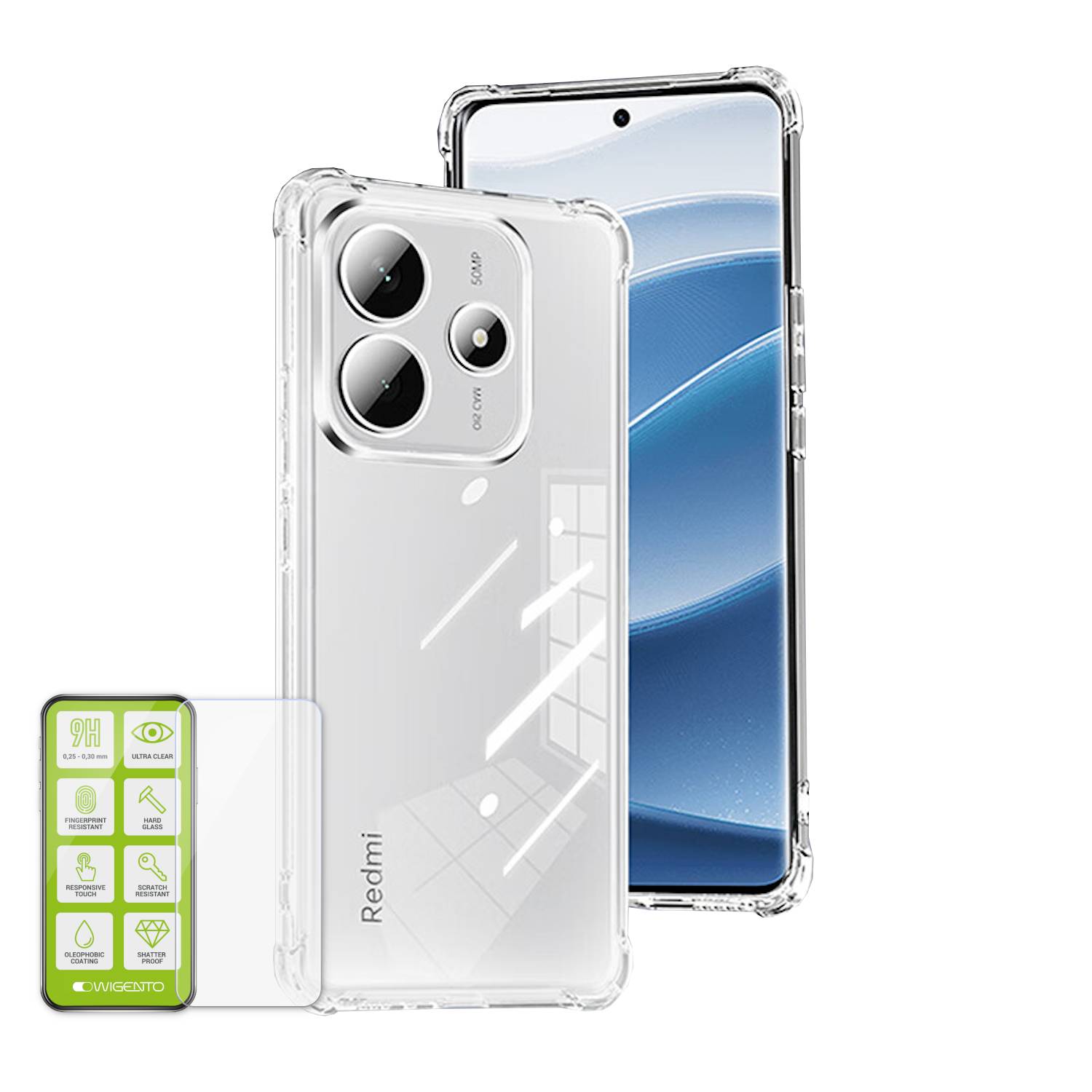 Für Xiaomi Redmi Note 14 5G Schock TPU Handy Schutz Hülle Transparent + 0,26 H9 Glas