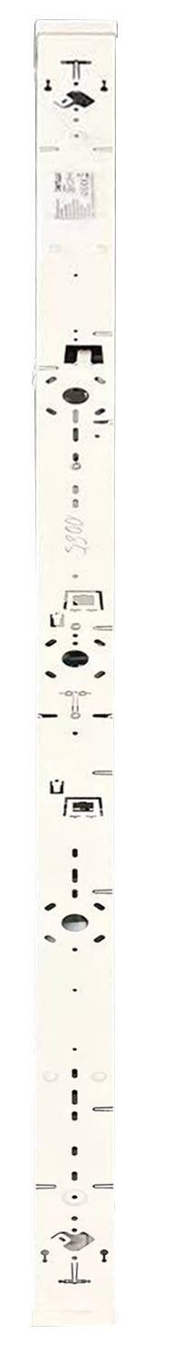 Schaltplan eines Bedienfelds mit beschrifteten Schaltern und Tasten. Enthält einen Bildschirm oben und kreisförmige Tasten in der Mitte.