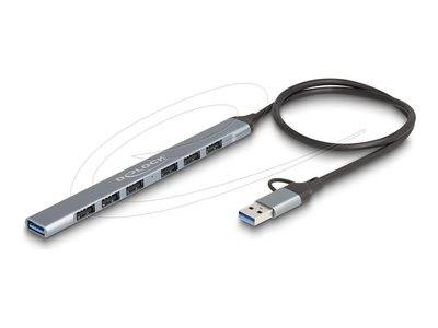 DELOCK 7 Port Slim USB Hub mit USB Type-C oder USB Typ-A Multimedia-Technik HUBs