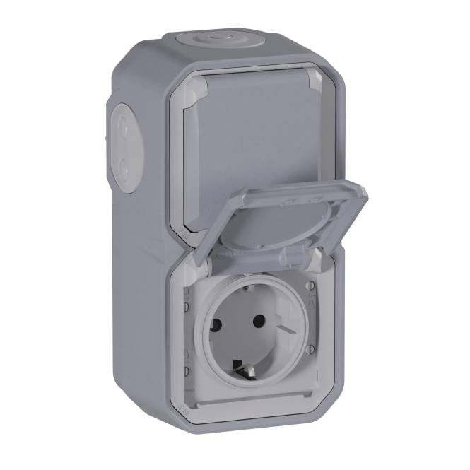 Legrand 069744L Plexo New FRAP IP44 Steckdose 2fach grau senkrecht Install.Baumaterial Schalter