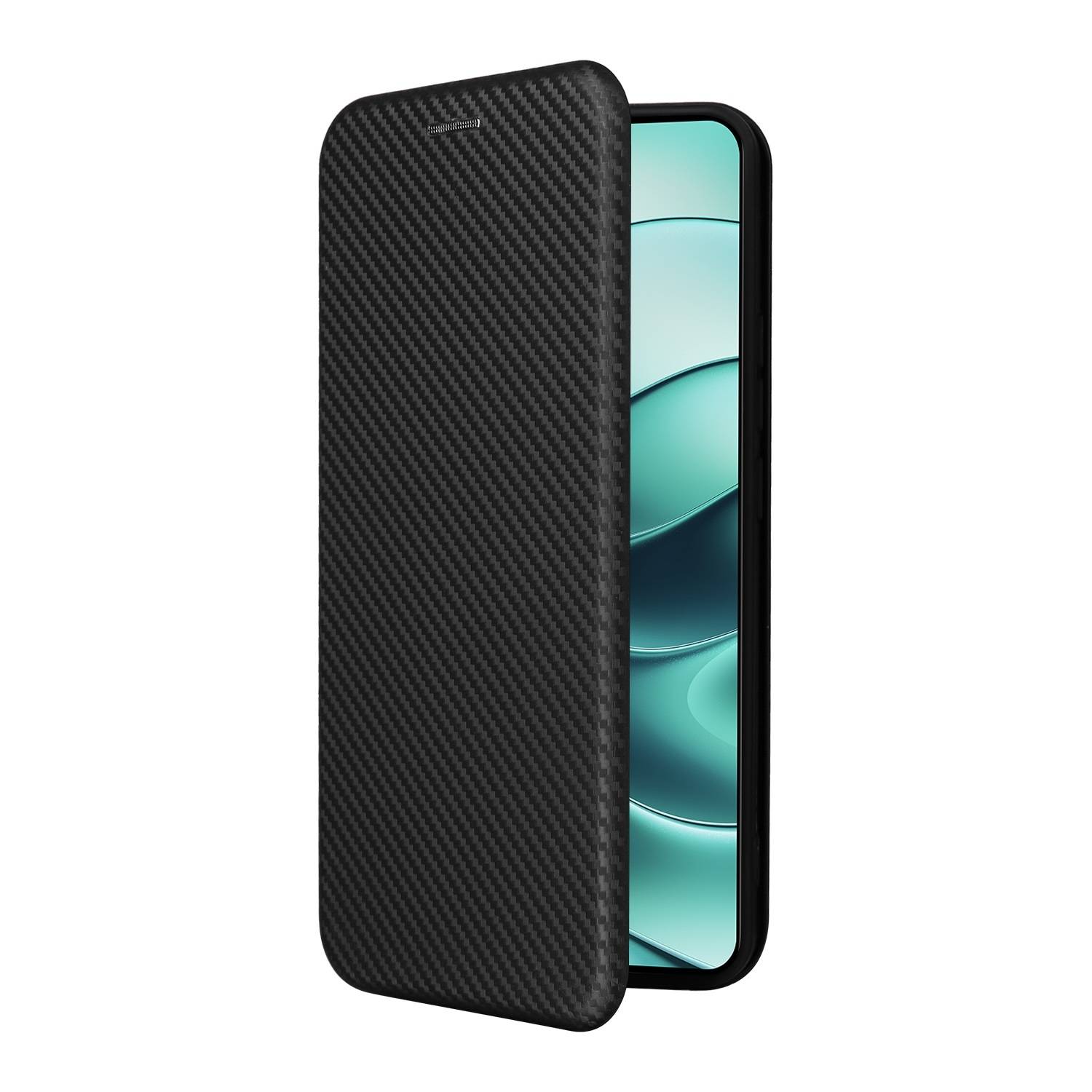 Für Xiaomi Redmi Note 14 4G Carbon Faser Hybrid Flip Design Schutz Hülle Schwarz