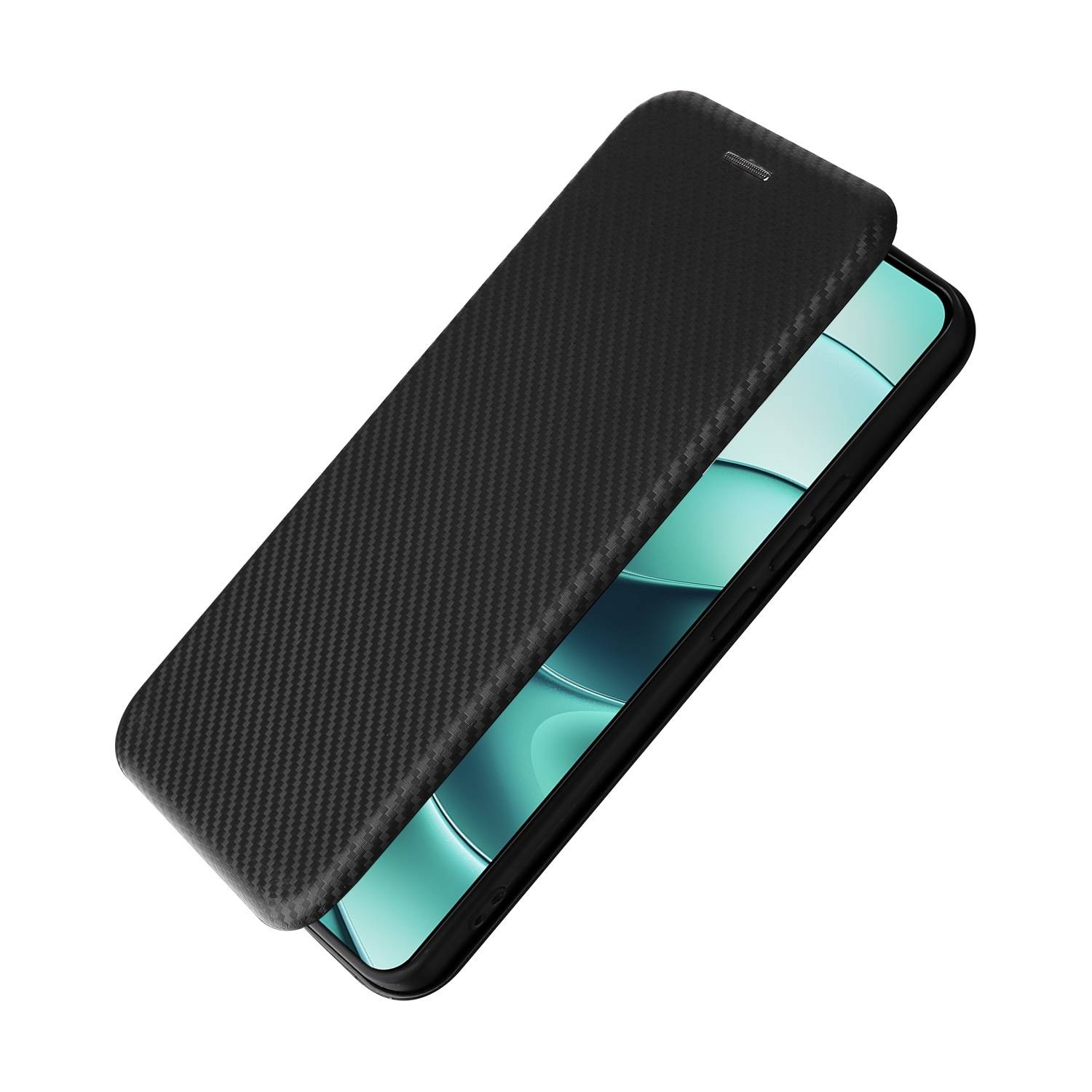 Für Xiaomi Redmi Note 14 4G Carbon Faser Hybrid Flip Design Schutz Hülle Schwarz