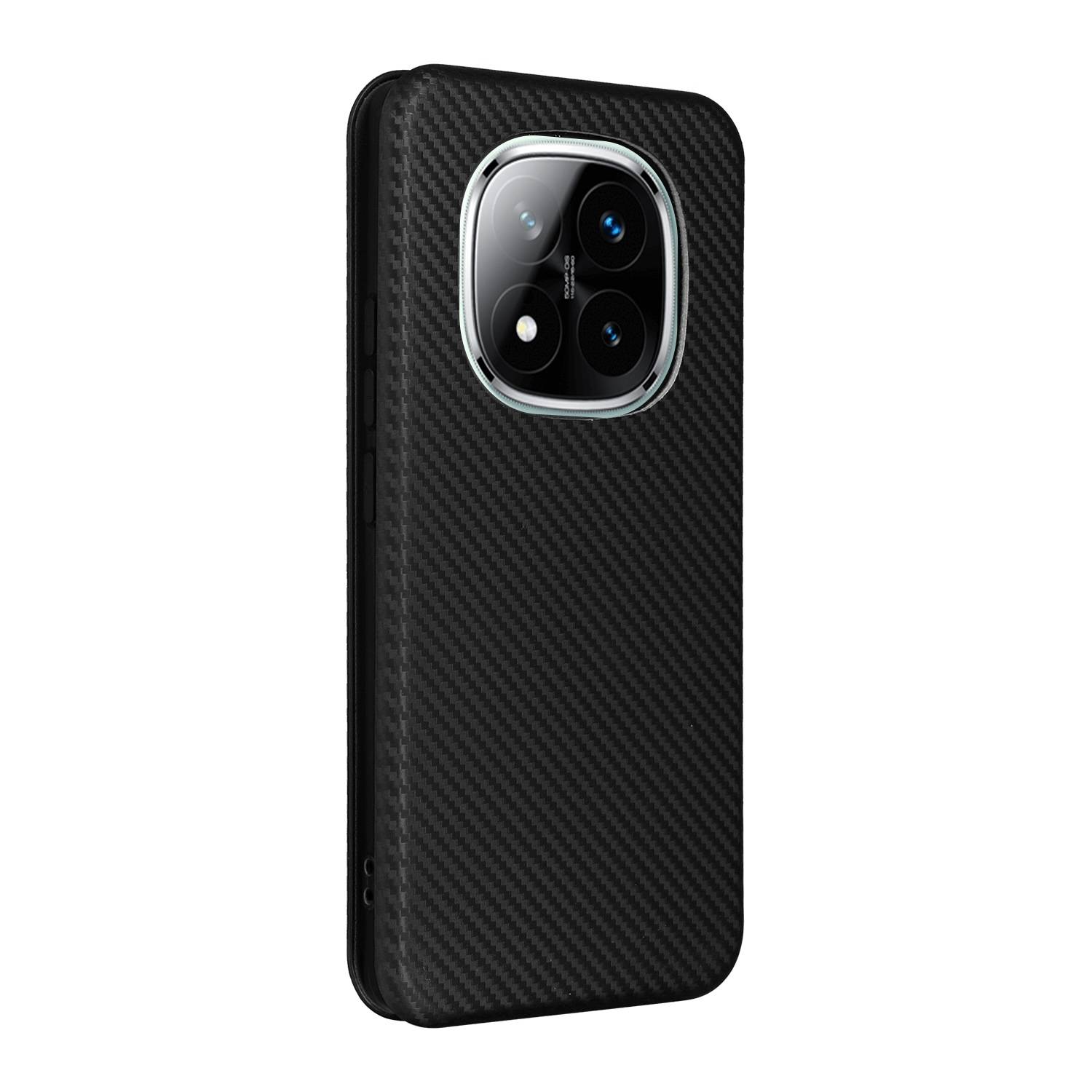 Für Xiaomi Redmi Note 14 Pro 4G Carbon Faser Flip Design Schutz Hülle Schwarz