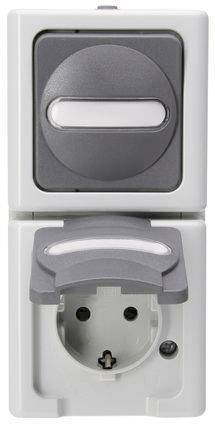 KOPP APWG Blue Electric 1308.5600.9 Kombination Schuko & Wechsel grau senkr. Install.Baumaterial