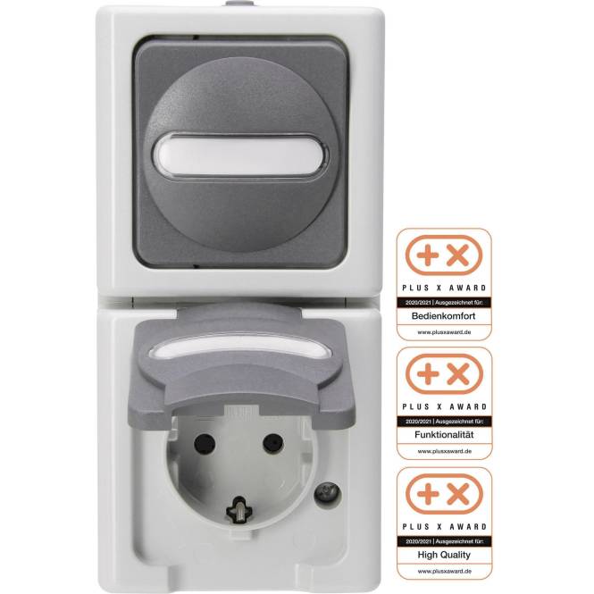 KOPP APWG Blue Electric 1308.5600.9 Kombination Schuko & Wechsel grau senkr. Install.Baumaterial