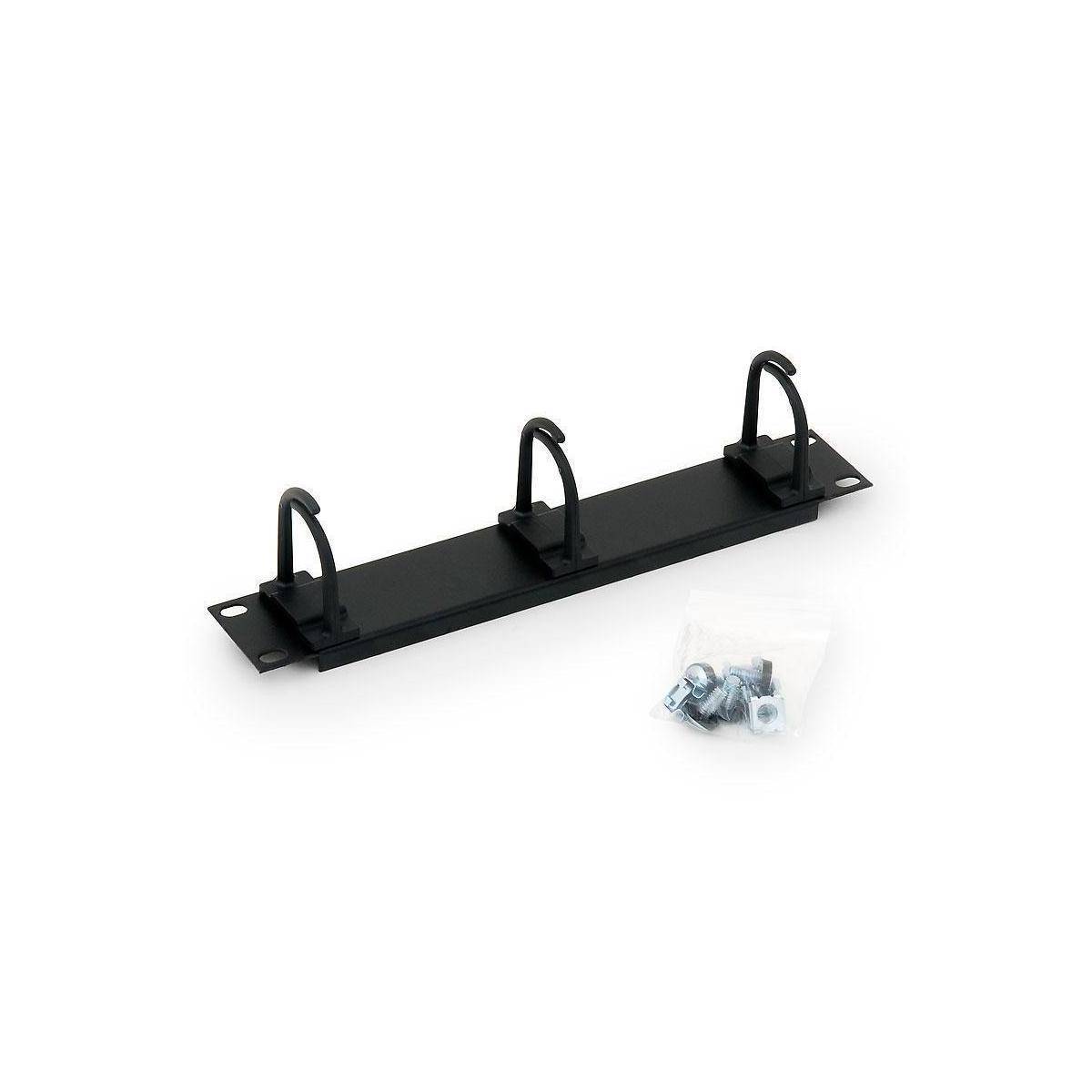 RAB-VP-X02-C1 - 10" Kabelkanal 1HE, 3 Plastebügel, schwarz