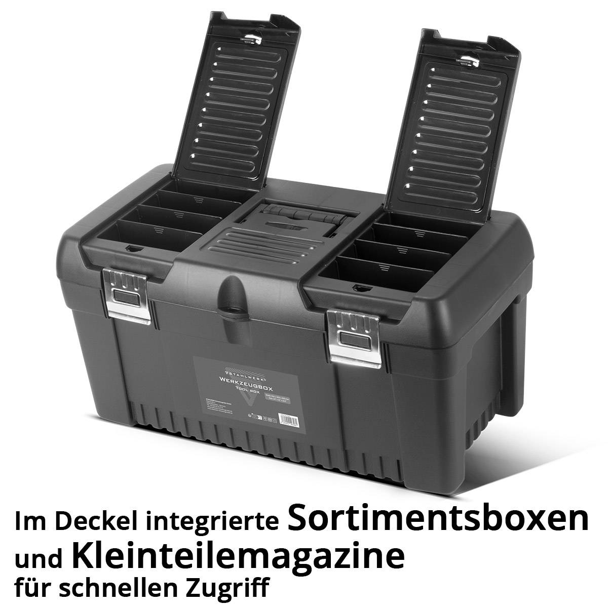 STAHLWERK Toolbox Set mit 4 leeren Werkzeugkisten Modul-System Sortimentsboxen