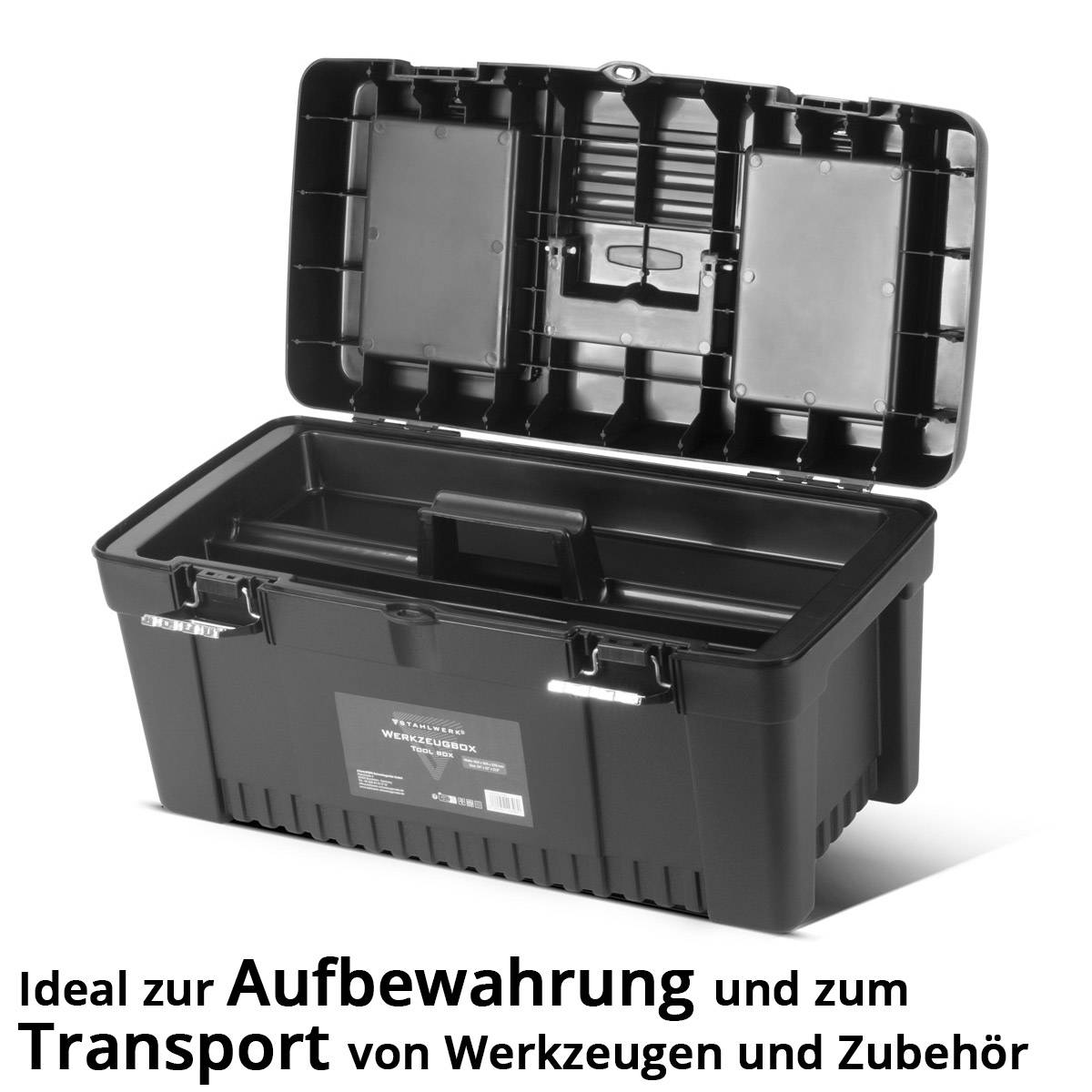 STAHLWERK Toolbox Set mit 4 leeren Werkzeugkisten Modul-System Sortimentsboxen
