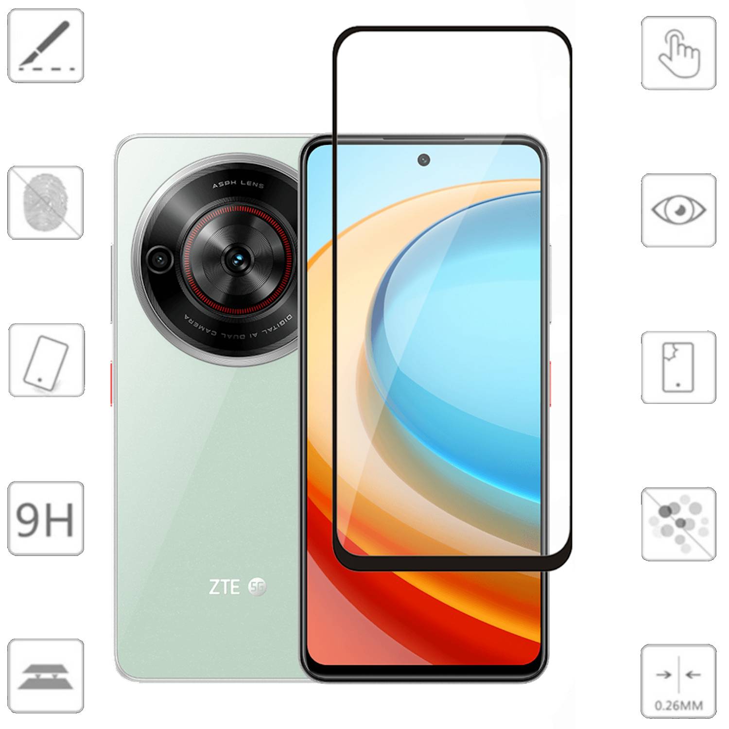 Für ZTE Blade A75 5G 2x 3D Premium Display Full 0,3mm H9 Hart Glas Folie Schutz