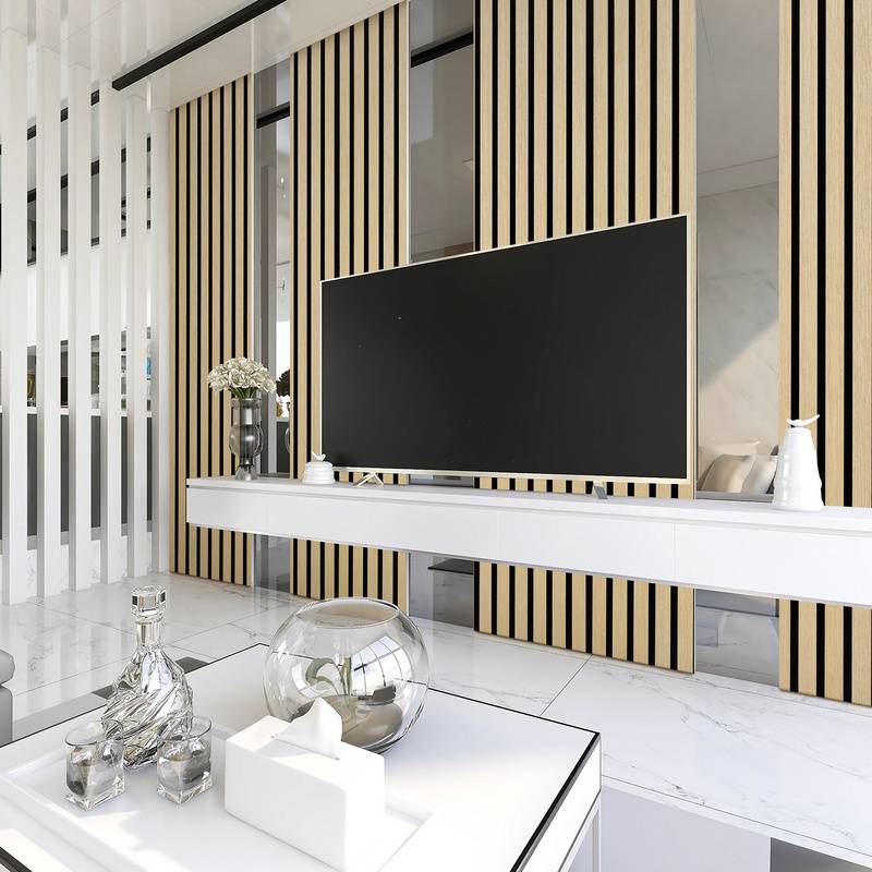 Akustikpaneel MDF Wandverkleidung Natur Akustik Wandpaneel Moderne Wandpaneele aus Holzfunier und Filz 120x60x2.1cm Hölzern