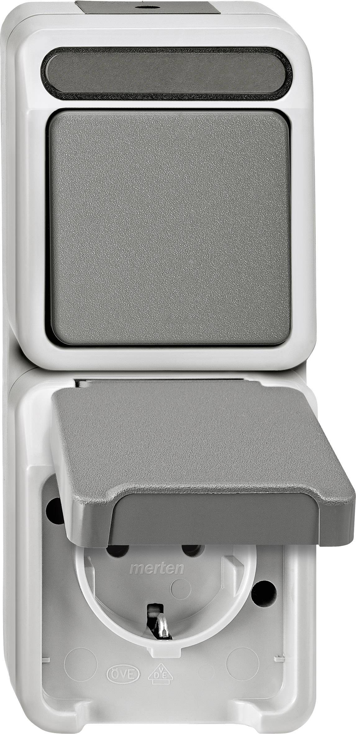 Merten Kombination SCHUKO- MEG3495-8029 Steckdose lichtgrau AQUASTAR Install.Baumaterial Schalter