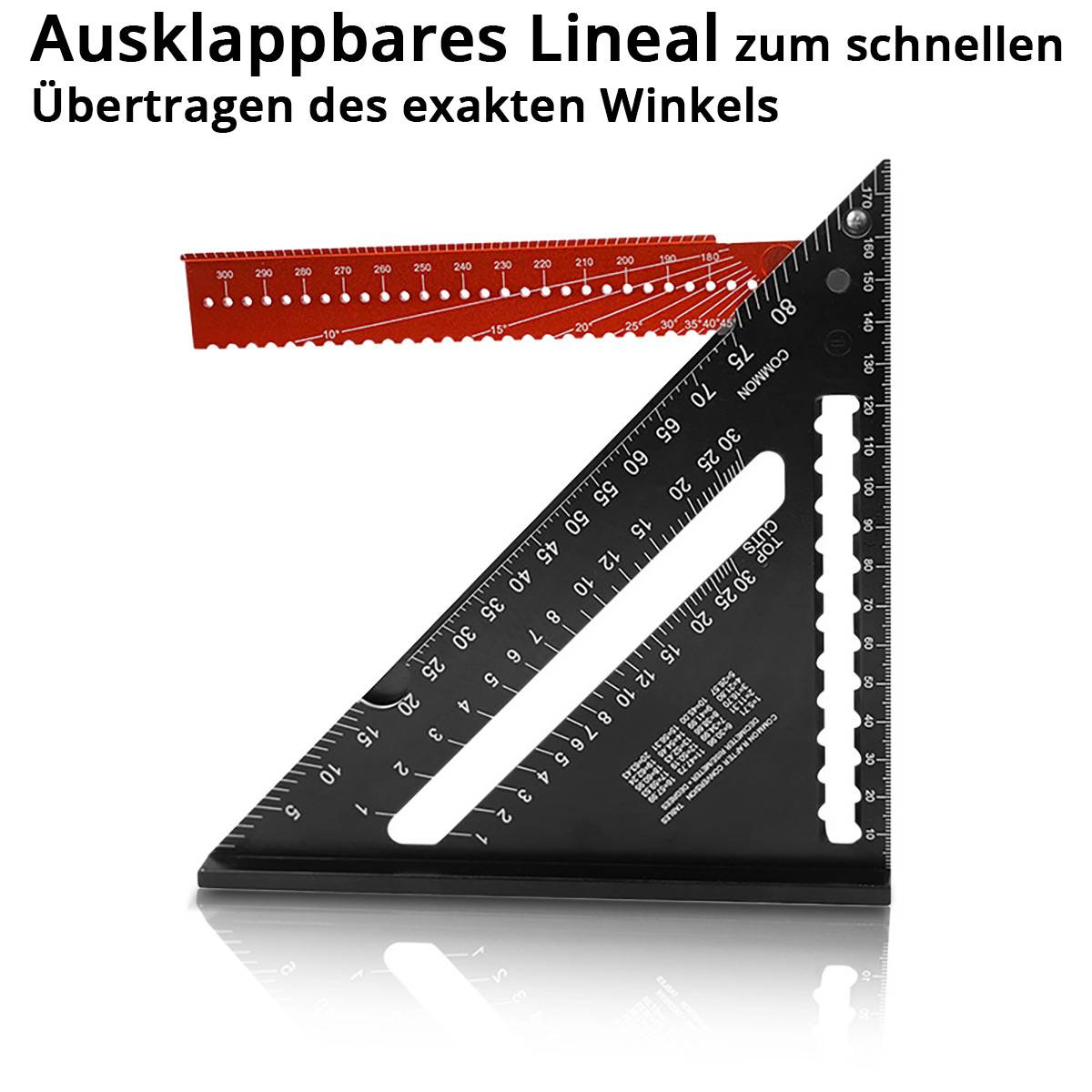 STAHLWERK Winkeldreieck mit Anschlag Aluminium-Winkelmesser Zimmermannswinkel