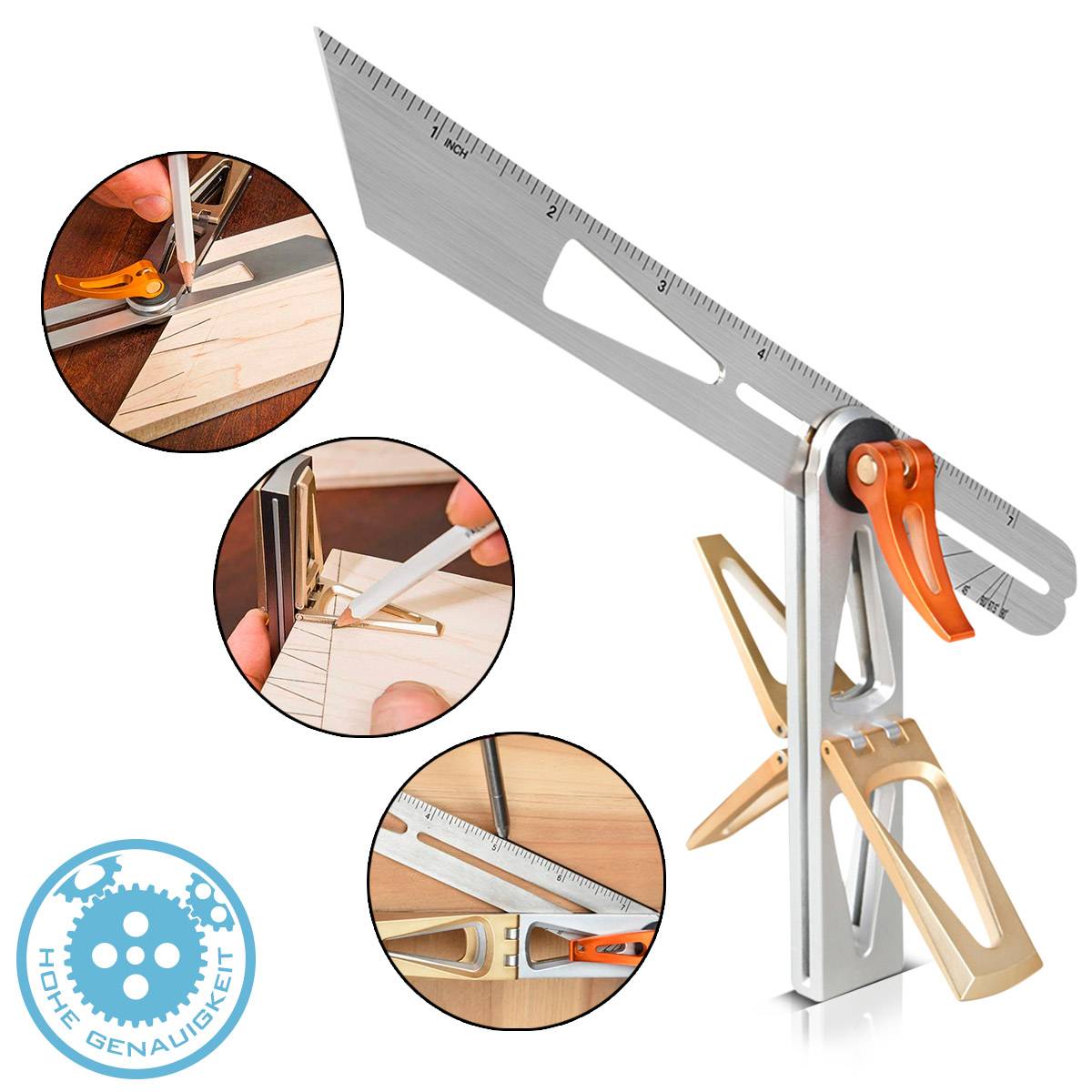 STAHLWERK Schmiege mit Anschlag, präzises Messen, Anreißen, Markieren, Zeichnen