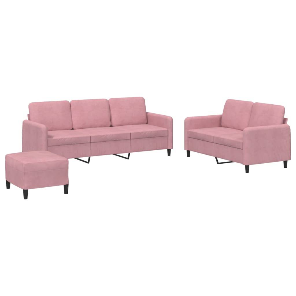 vidaXL 3-tlg. Sofagarnitur Rosa Samt