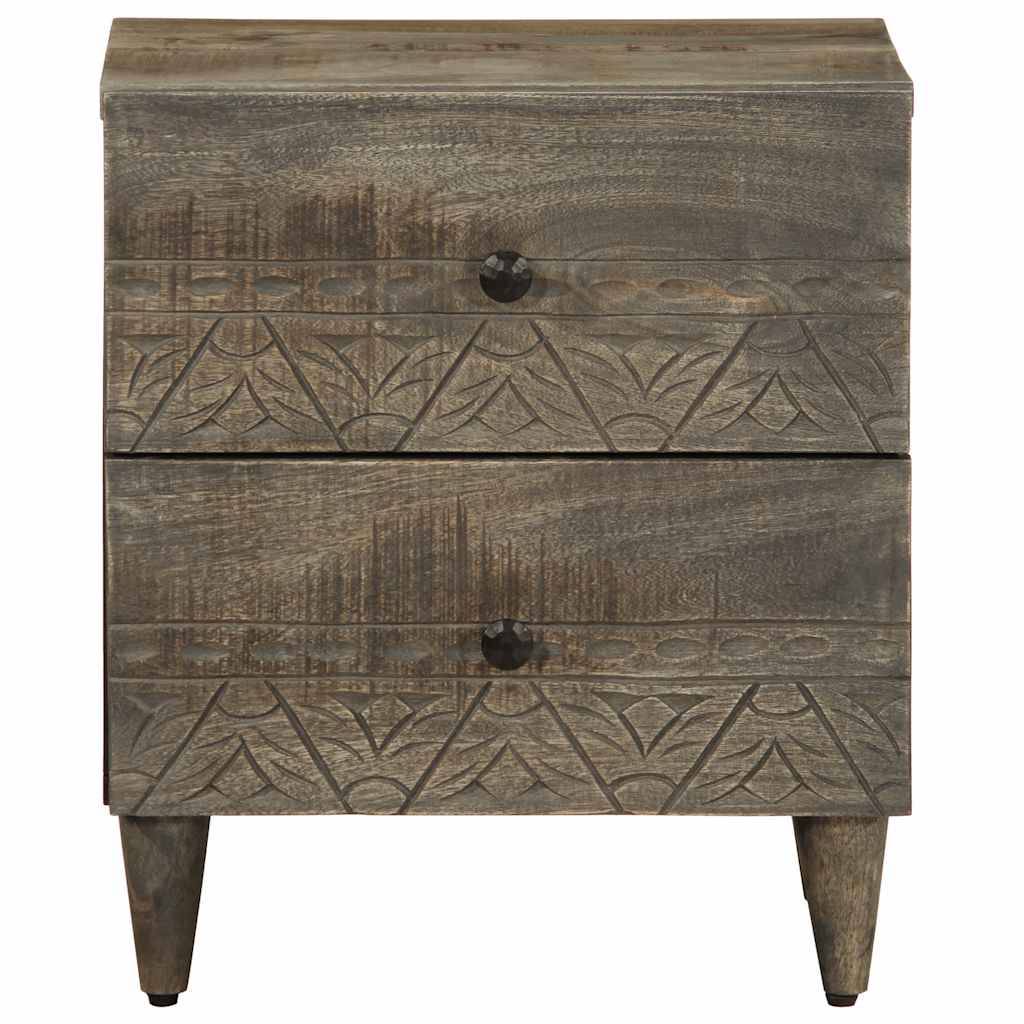 vidaXL Nachttische 2 Stück Hellgrau 40x33x46 cm Massivholz Mango