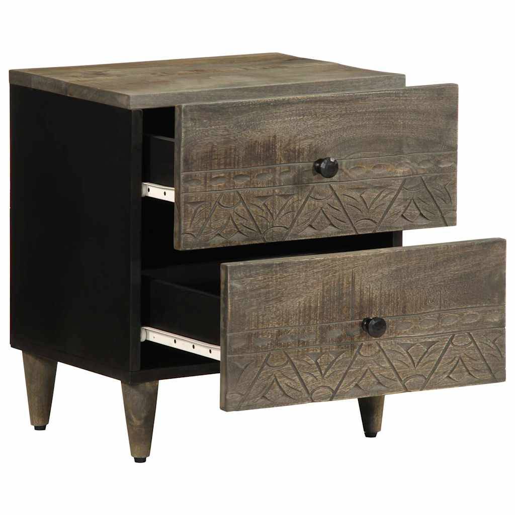 vidaXL Nachttische 2 Stück Hellgrau 40x33x46 cm Massivholz Mango