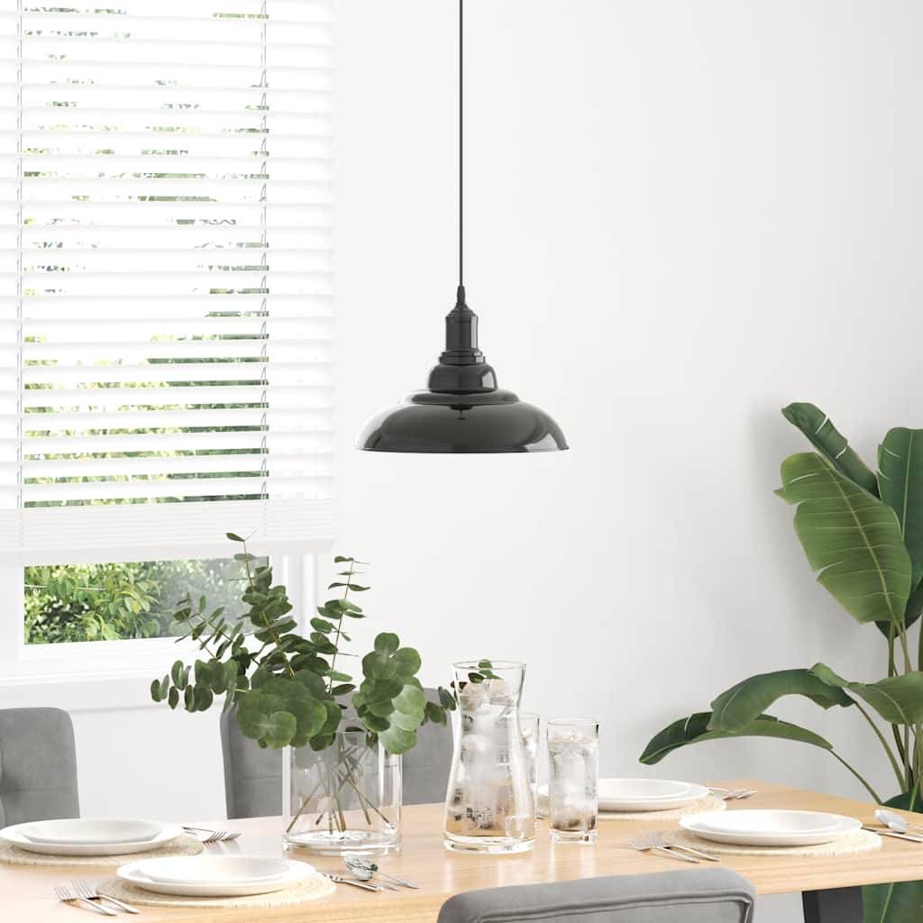 vidaXL Pendelleuchte Höhenverstellbar E27 Schwarz Glänzend Ø 31 cm