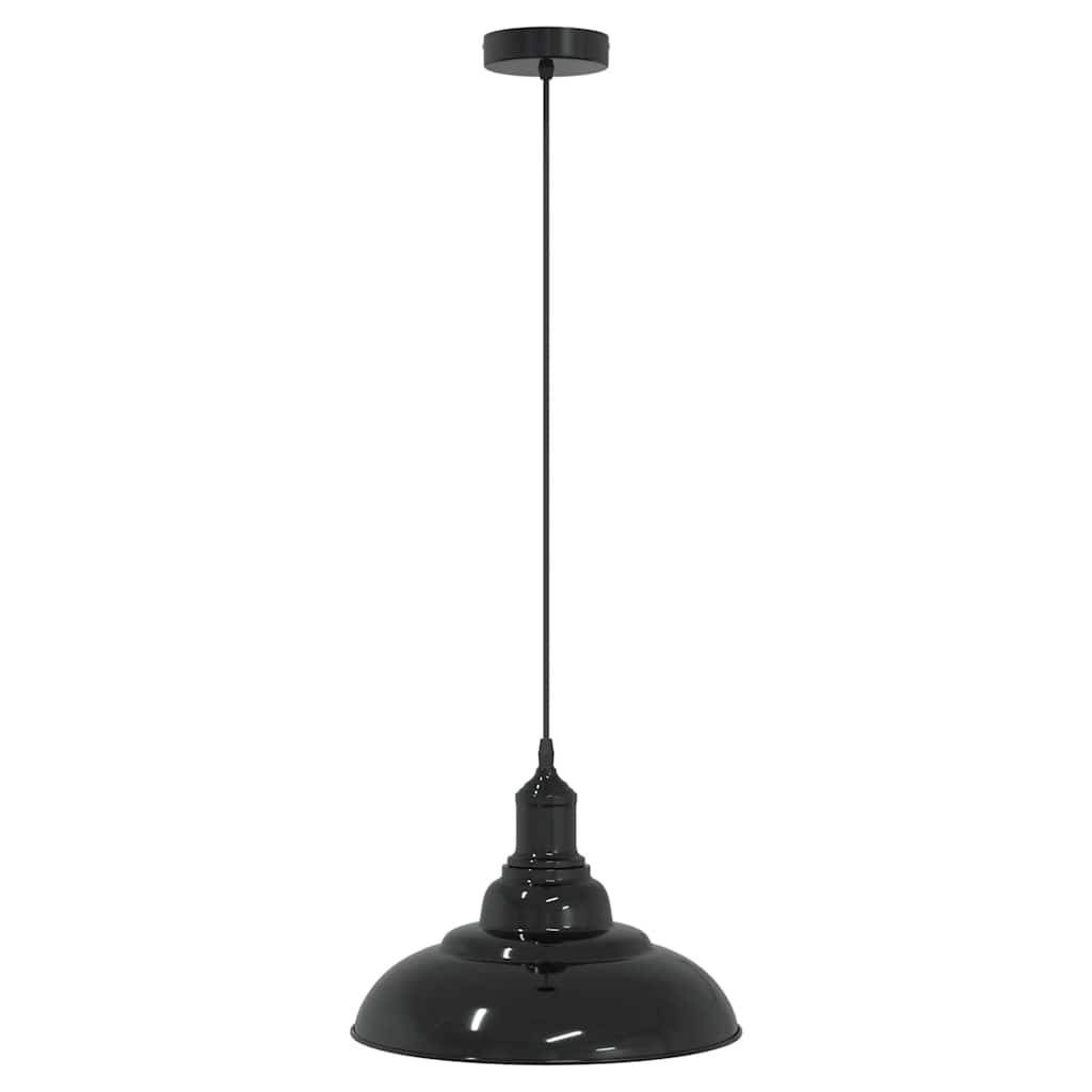 vidaXL Pendelleuchte Höhenverstellbar E27 Schwarz Glänzend Ø 31 cm