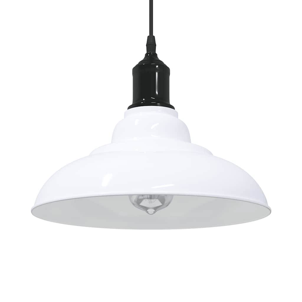 vidaXL Pendelleuchte Höhenverstellbar E27 Weiß Glänzend Ø 31 cm Metall