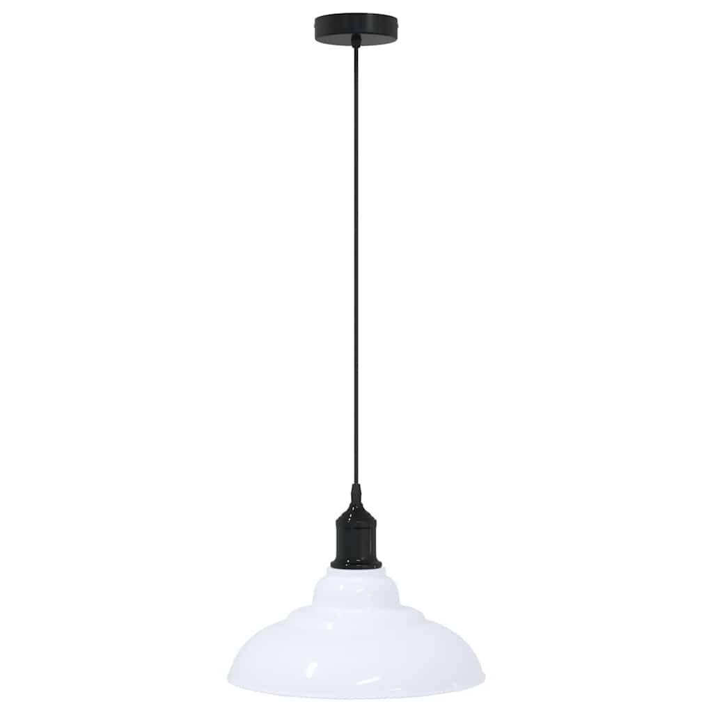 vidaXL Pendelleuchte Höhenverstellbar E27 Weiß Glänzend Ø 31 cm Metall