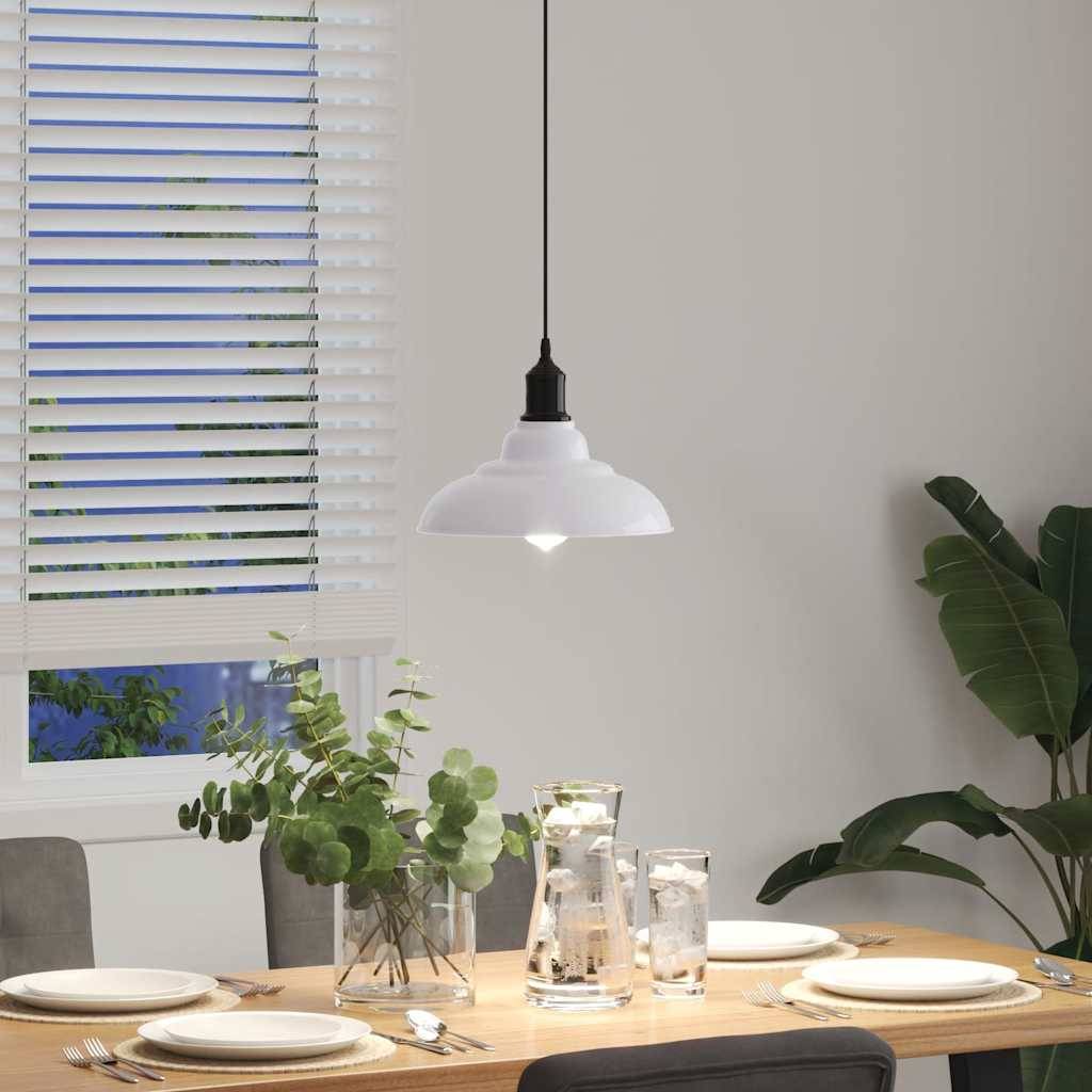 vidaXL Pendelleuchte Höhenverstellbar E27 Weiß Glänzend Ø 31 cm Metall