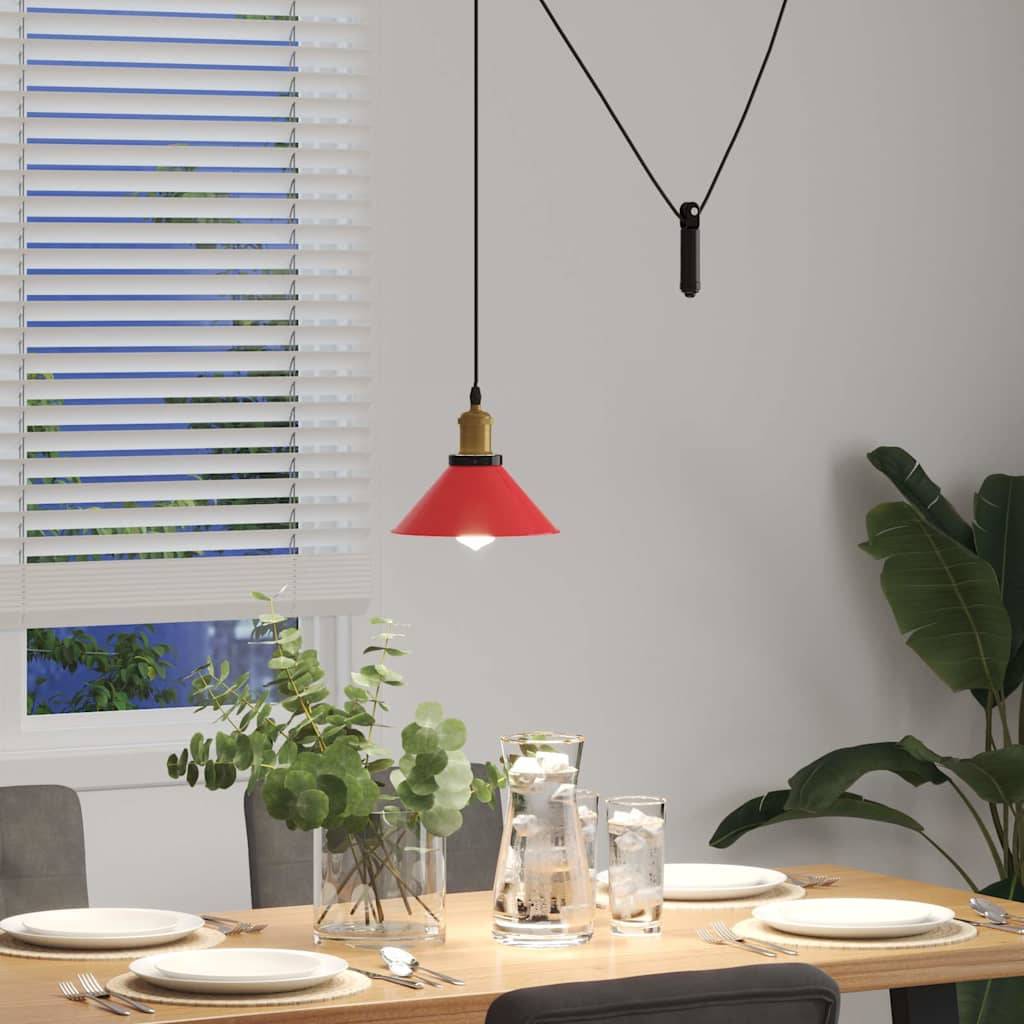 vidaXL Pendelleuchte Höhenverstellbar E27 Rot Glänzend Ø 22 cm Metall