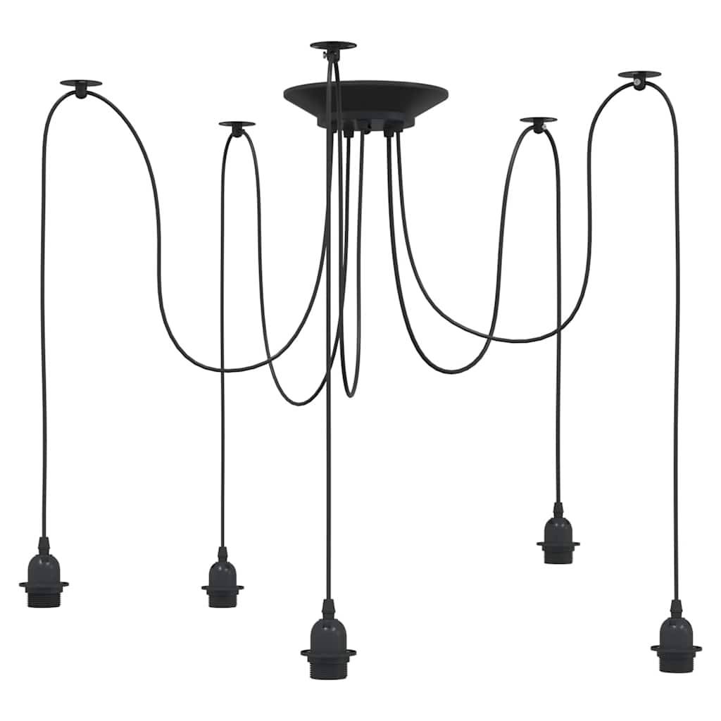 vidaXL Pendelleuchte mit 5 Fassungen E27 Schwarz Metall
