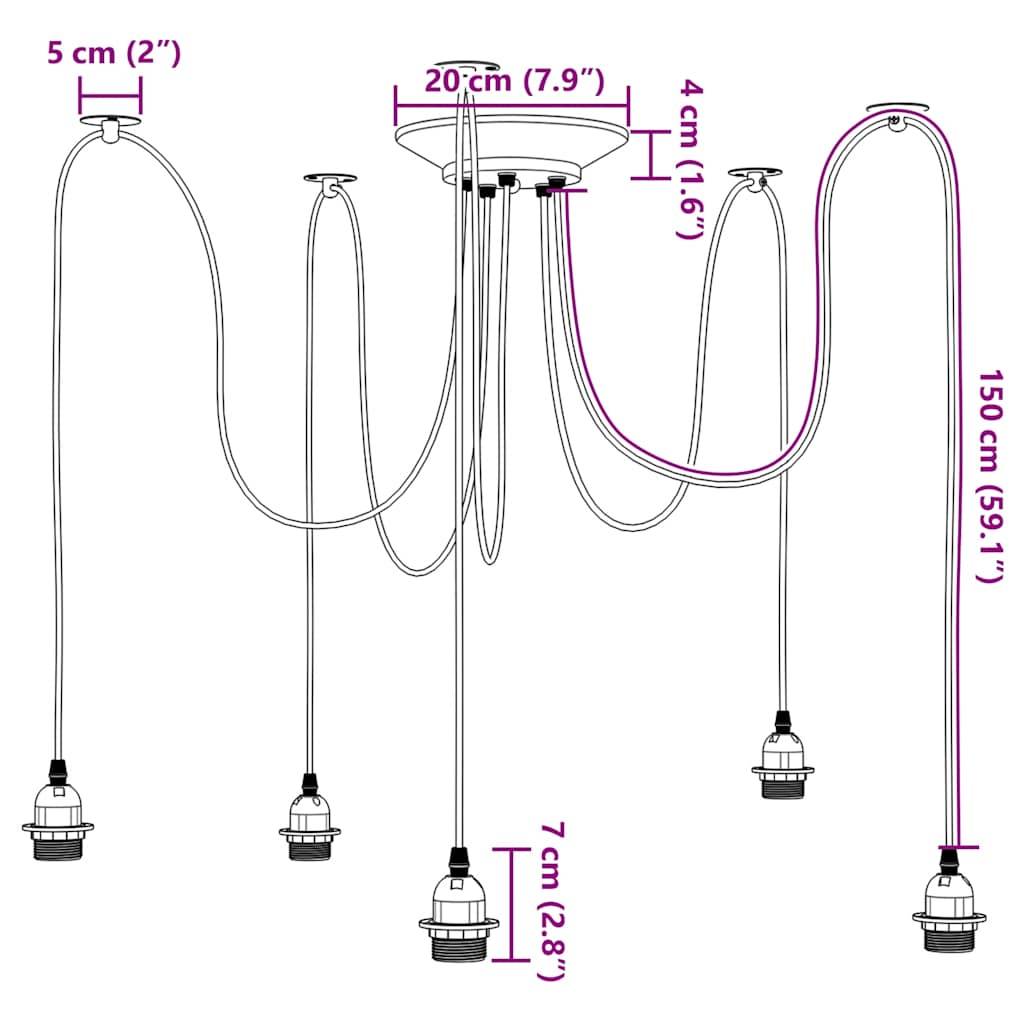 vidaXL Pendelleuchte mit 5 Fassungen E27 Schwarz Metall