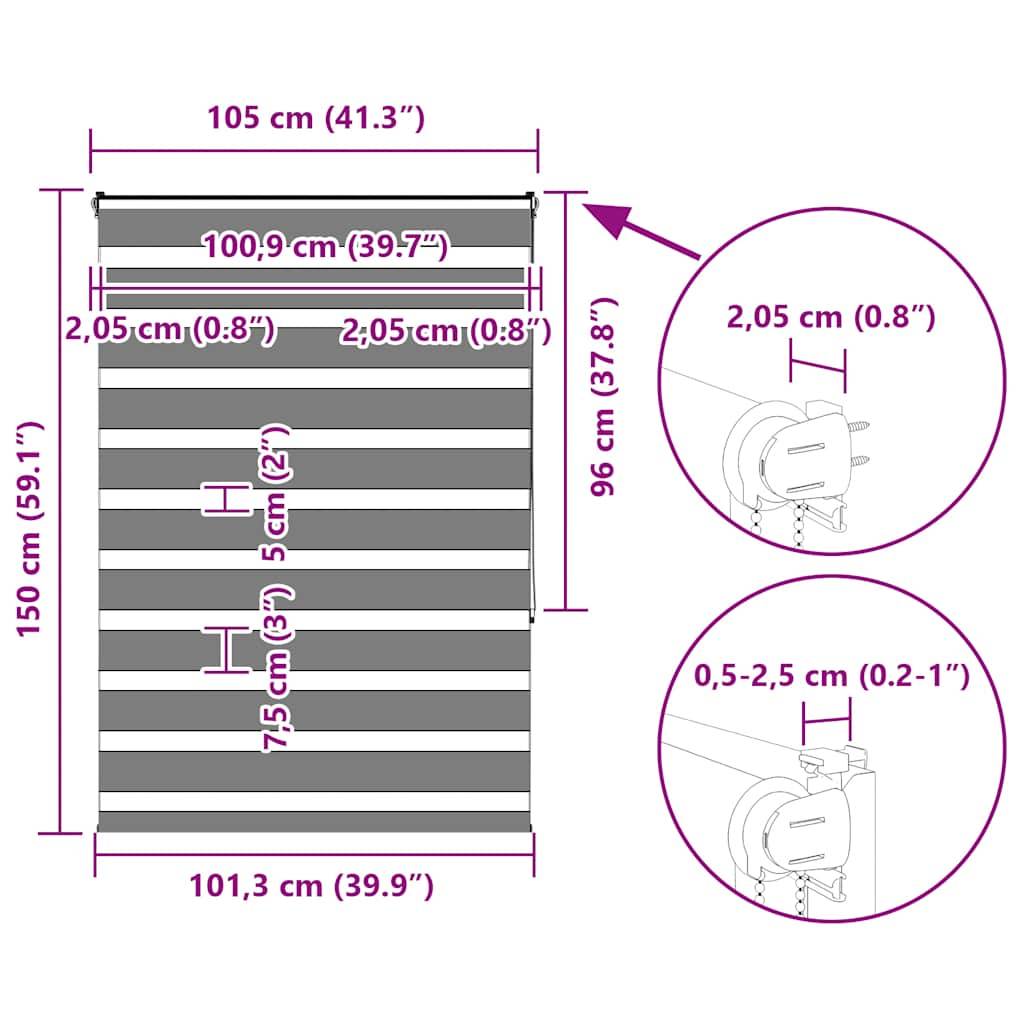 vidaXL Zebrarollo Sandbraun 105x150 cm Stoffbreite 100,9 cm Polyester