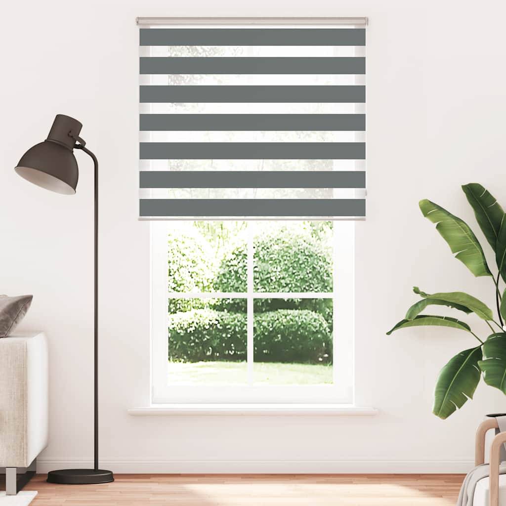 vidaXL Zebrarollo Dunkelgrau 125x200 cm Stoffbreite 120,9 cm Polyester