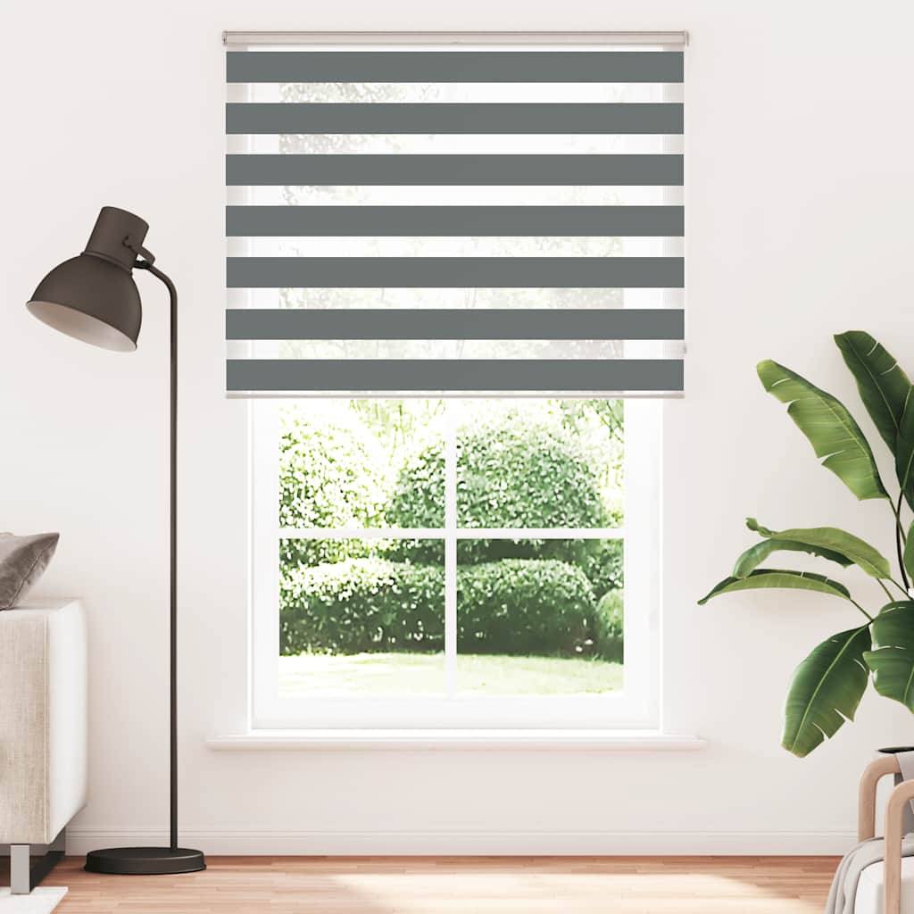 vidaXL Zebrarollo Dunkelgrau 145x200 cm Stoffbreite 140,9 cm Polyester