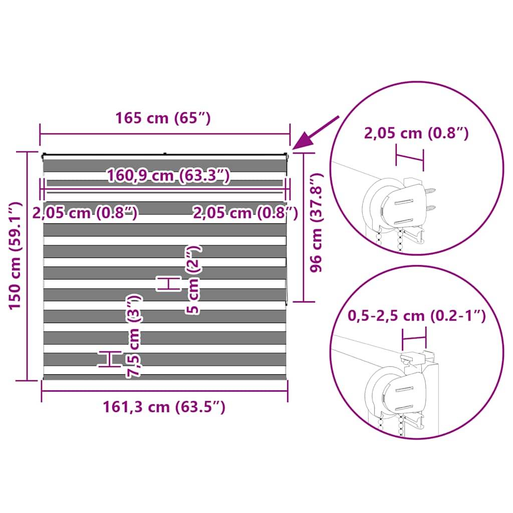 vidaXL Zebrarollo Weiß 165x150 cm Stoffbreite 160,9 cm Polyester