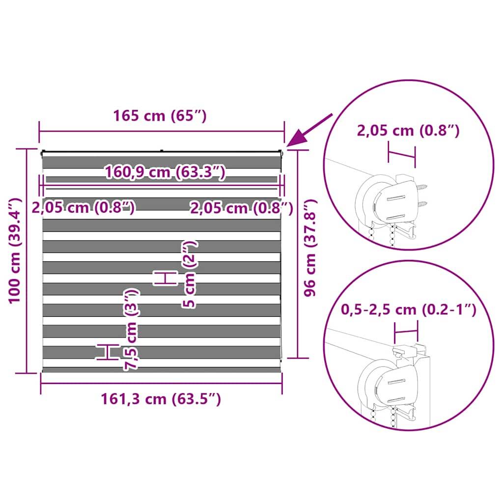 vidaXL Zebrarollo Sandbraun 165x100 cm Stoffbreite 160,9 cm Polyester