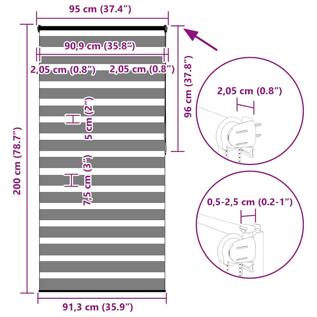 vidaXL Zebrarollo Weiß 95x200 cm Stoffbreite 90,9 cm Polyester
