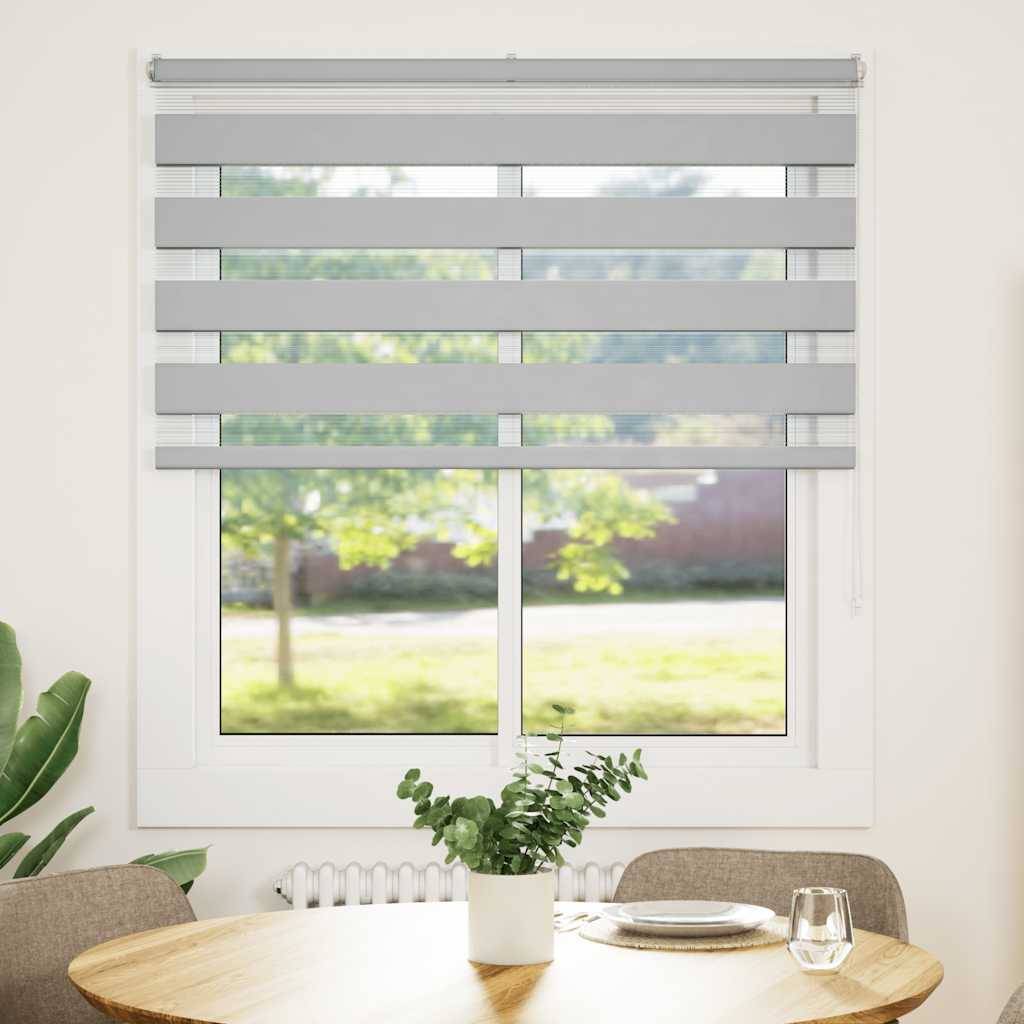 vidaXL Zebrarollo Hellgrau 125x100 cm Stoffbreite 120,9 cm Polyester