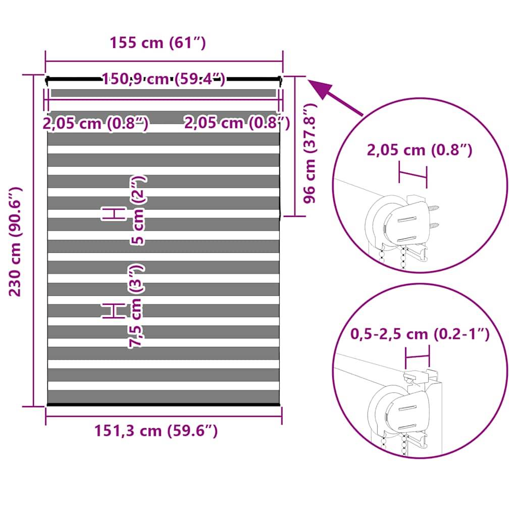 vidaXL Zebrarollo Dunkelgrau 155x230 cm Stoffbreite 150,9 cm Polyester