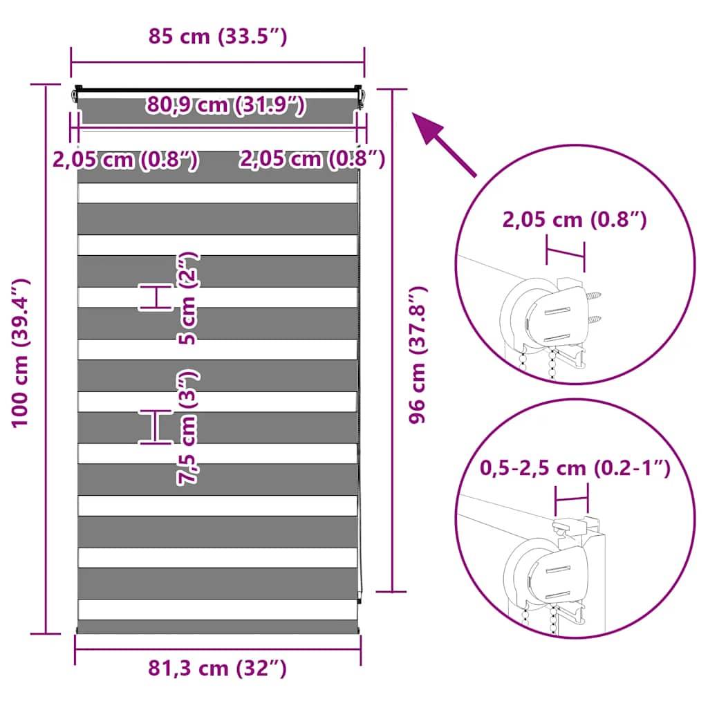 vidaXL Zebrarollo Braun 85x100 cm Stoffbreite 80,9 cm Polyester
