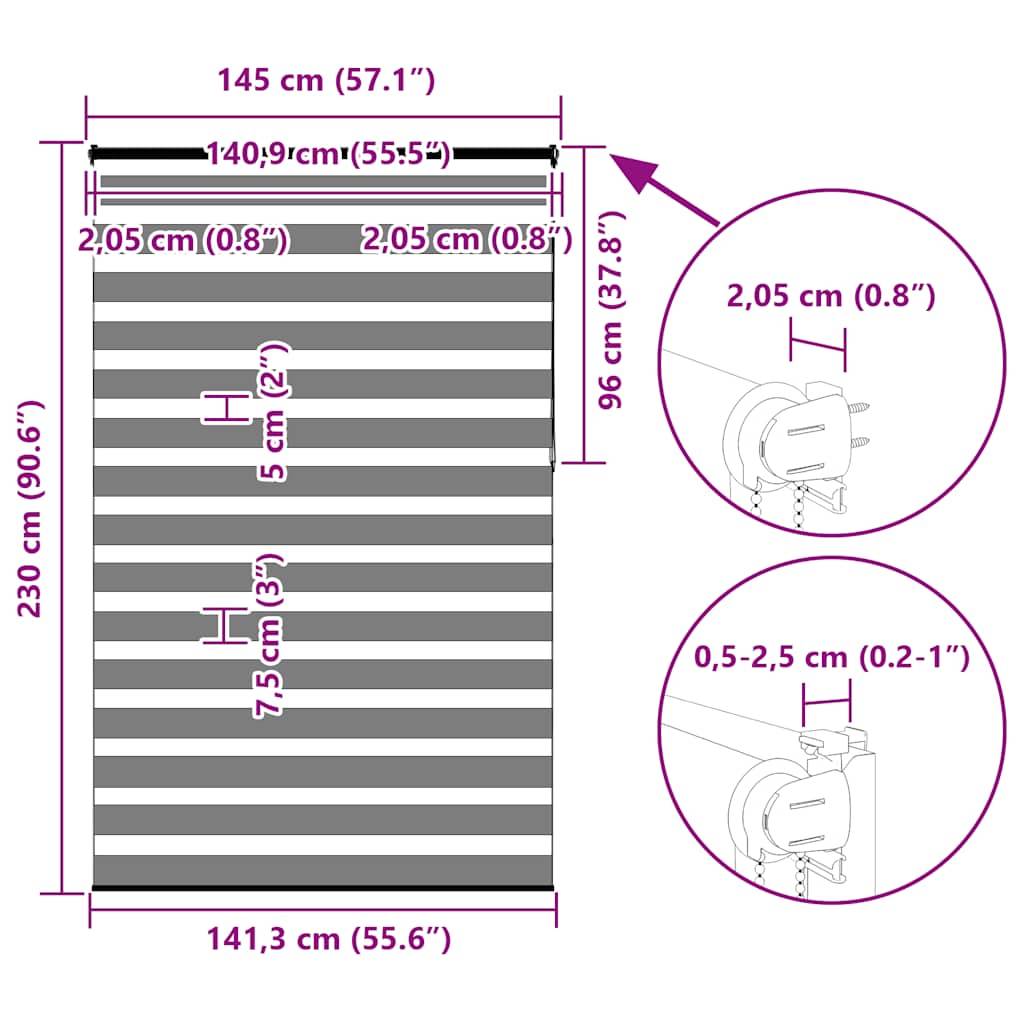 vidaXL Zebrarollo Braun 145x230 cm Stoffbreite 140,9 cm Polyester