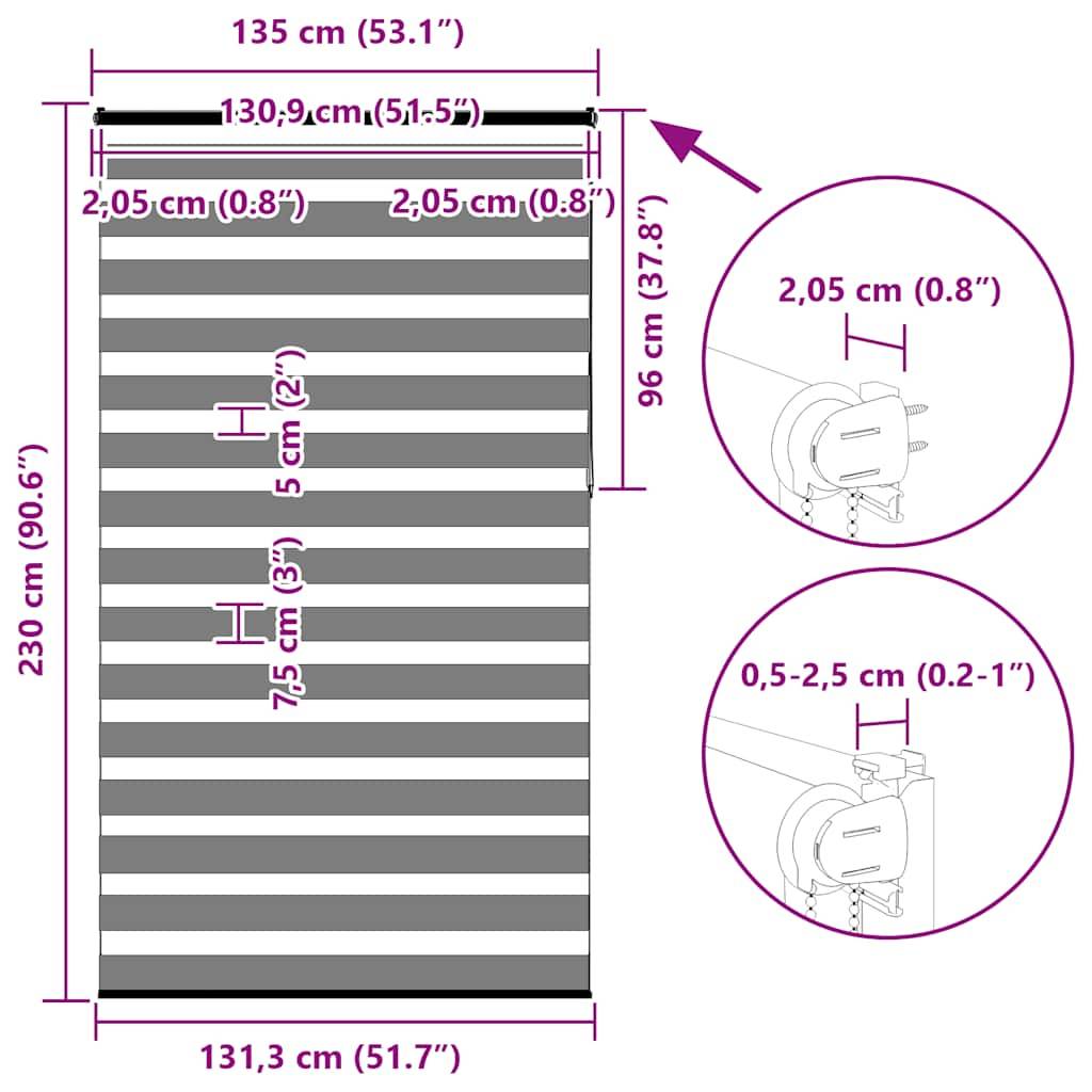 vidaXL Zebrarollo Marmorbeige 135x230cm Stoffbreite 130,9 cm Polyester