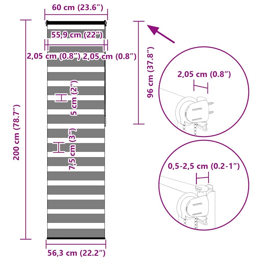 vidaXL Zebrarollo Braun 60x200 cm Stoffbreite 55,9 cm Polyester